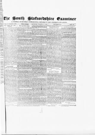 cover page of South Staffordshire Examiner published on August 8, 1874