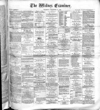 cover page of Widnes Examiner published on September 17, 1881