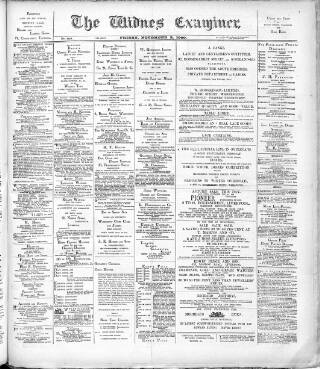 cover page of Widnes Examiner published on November 2, 1900