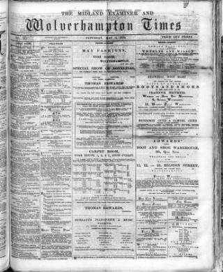 cover page of Midland Examiner and Wolverhampton Times published on May 4, 1878