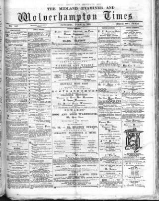cover page of Midland Examiner and Wolverhampton Times published on June 8, 1878