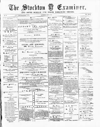 cover page of Stockton Examiner and South Durham and North Yorkshire Herald published on May 4, 1878