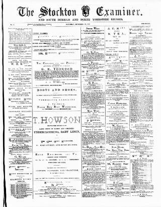 cover page of Stockton Examiner and South Durham and North Yorkshire Herald published on September 28, 1878