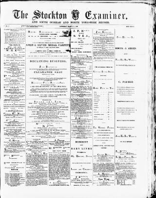 cover page of Stockton Examiner and South Durham and North Yorkshire Herald published on March 15, 1879