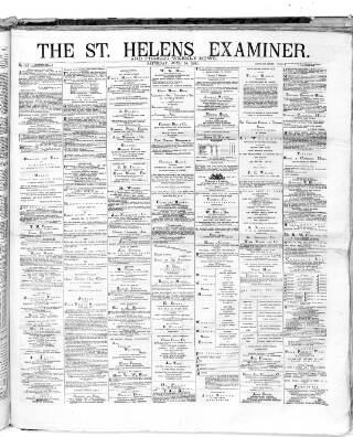 cover page of St. Helens Examiner published on June 18, 1881