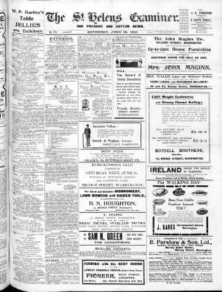 cover page of St. Helens Examiner published on June 18, 1910