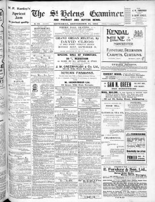 cover page of St. Helens Examiner published on September 17, 1910