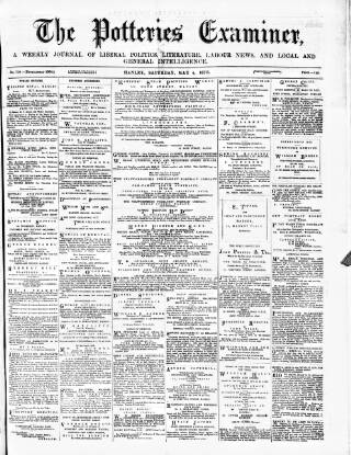 cover page of Potteries Examiner published on May 4, 1878