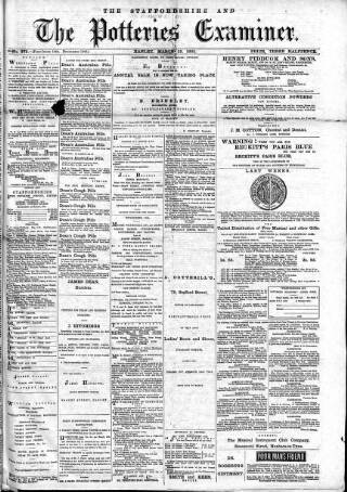 cover page of Potteries Examiner published on March 19, 1881