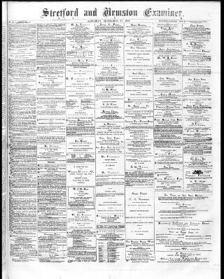 cover page of Stretford and Urmston Examiner published on September 27, 1879