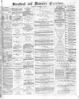cover page of Stretford and Urmston Examiner published on November 8, 1879