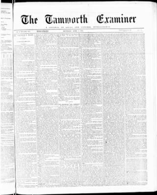 cover page of Tamworth Miners' Examiner and Working Men's Journal published on April 3, 1875