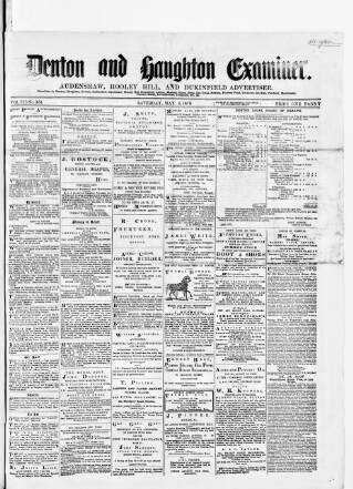 cover page of Denton and Haughton Examiner published on May 4, 1878