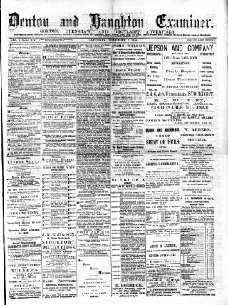 cover page of Denton and Haughton Examiner published on November 2, 1889