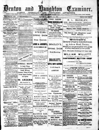 cover page of Denton and Haughton Examiner published on March 19, 1892