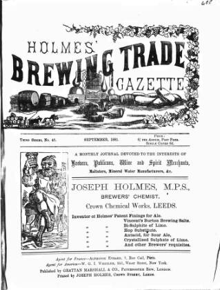 cover page of Holmes' Brewing Trade Gazette published on September 1, 1881
