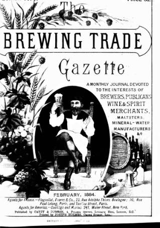 cover page of Holmes' Brewing Trade Gazette published on February 1, 1884