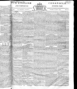 cover page of English Chronicle and Whitehall Evening Post published on November 2, 1824