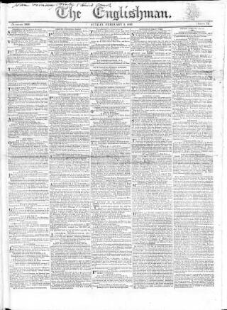 cover page of Englishman published on February 2, 1823