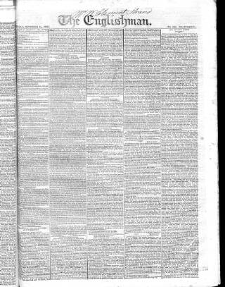 cover page of Englishman published on September 17, 1826