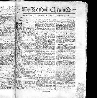 cover page of London Chronicle published on February 2, 1802