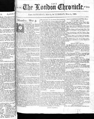 cover page of London Chronicle published on May 4, 1802