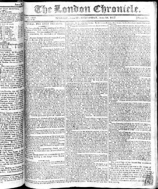 cover page of London Chronicle published on June 18, 1817