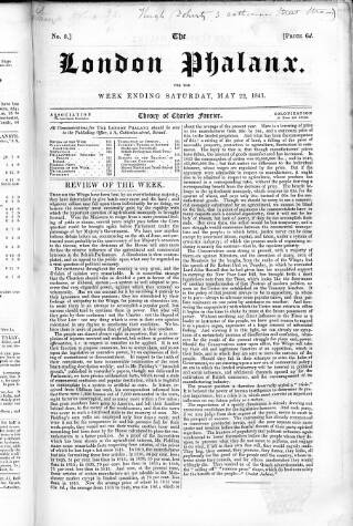 cover page of London Phalanx published on May 22, 1841