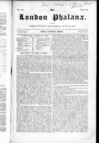 cover page of London Phalanx published on June 19, 1841