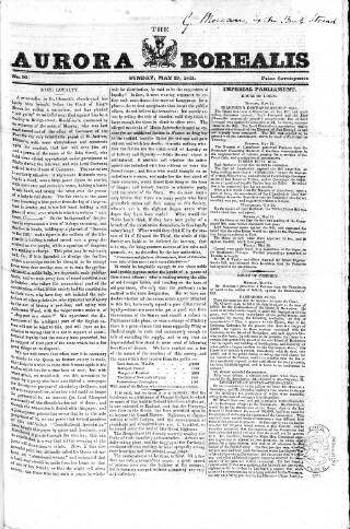 cover page of Aurora Borealis published on May 27, 1821