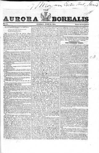 cover page of Aurora Borealis published on June 24, 1821
