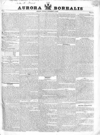 cover page of Aurora Borealis published on November 18, 1821