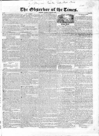 cover page of Observer of the Times published on May 19, 1822