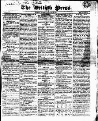 cover page of British Press published on November 2, 1818