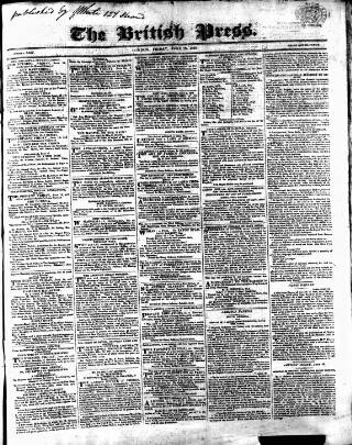 cover page of British Press published on June 18, 1819