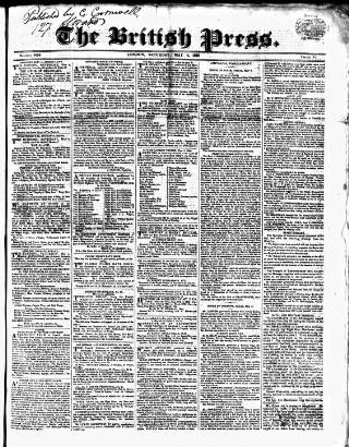 cover page of British Press published on May 4, 1822