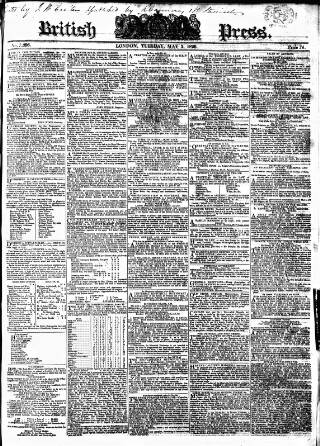 cover page of British Press published on May 2, 1826