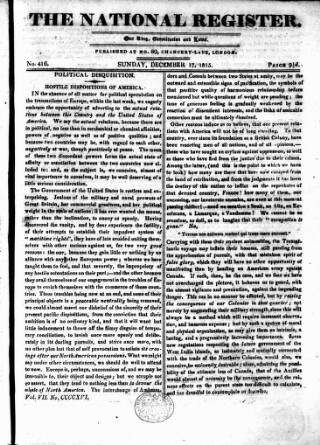cover page of National Register (London) published on December 17, 1815