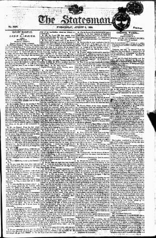 cover page of Statesman (London) published on August 2, 1809