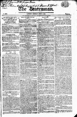 cover page of Statesman (London) published on May 2, 1814