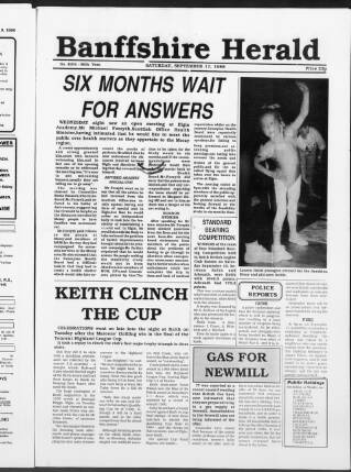 cover page of Banffshire Herald published on September 17, 1988