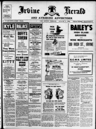 cover page of Irvine Herald published on August 2, 1946