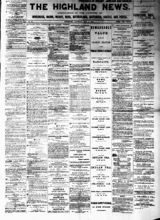 cover page of Highland News published on May 2, 1891
