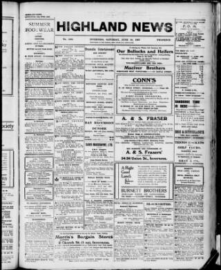 cover page of Highland News published on June 18, 1927