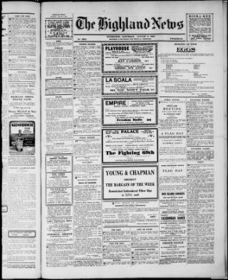 cover page of Highland News published on August 2, 1941