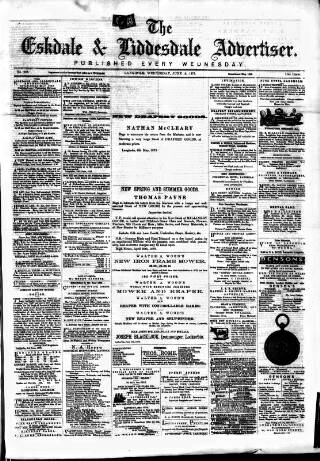 cover page of Eskdale and Liddesdale Advertiser published on June 18, 1879