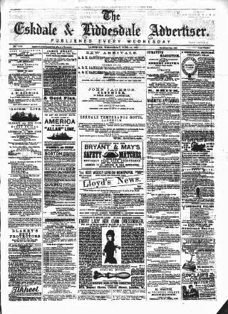 cover page of Eskdale and Liddesdale Advertiser published on June 18, 1884