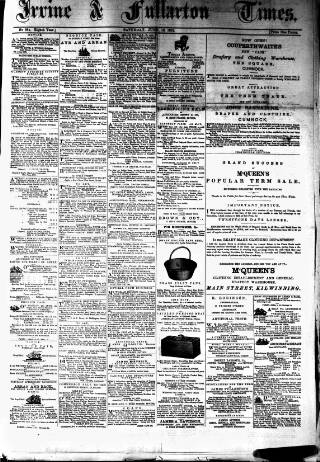 cover page of Irvine Times published on June 18, 1881