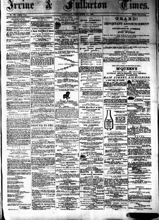 cover page of Irvine Times published on September 17, 1881
