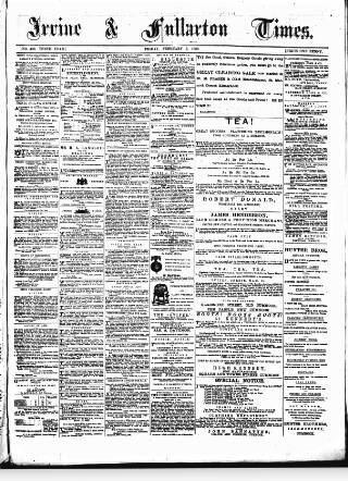 cover page of Irvine Times published on February 2, 1883